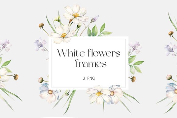 Download Watercolor White Wildflowers Frame - Wildflower Collection