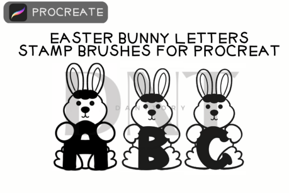 Download Easter Bunny Letters Stamp Brushes - Easter bunny Collection
