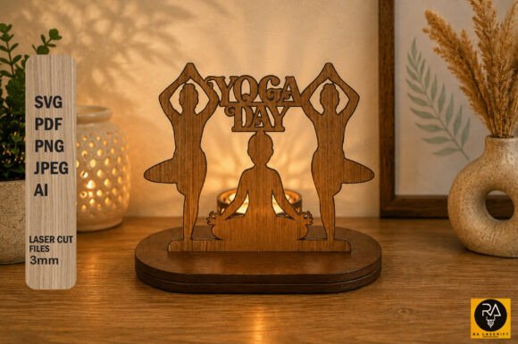 Download Yoga Day Candle Holder Laser Cut SVG - Premium Resources