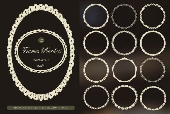 Download Vintage Lace Circle Frame PNG SVG Bundle - Circle frame Collection