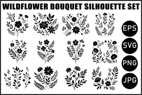 Download Black Wildflower Bouquet Vector Bundle - Wildflower Collection