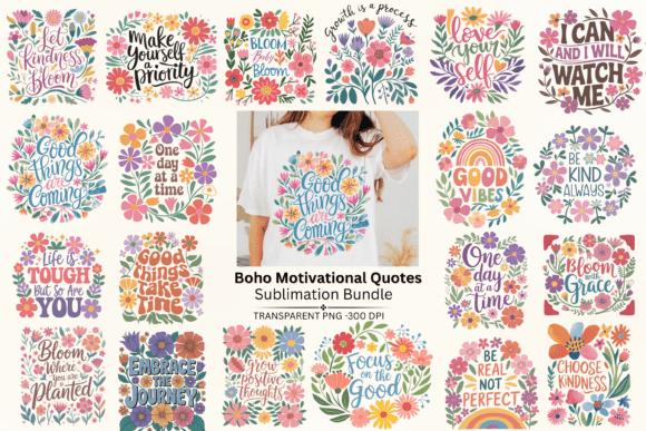 Download Boho Motivational Quotes Png Bundle - Quotes Collection