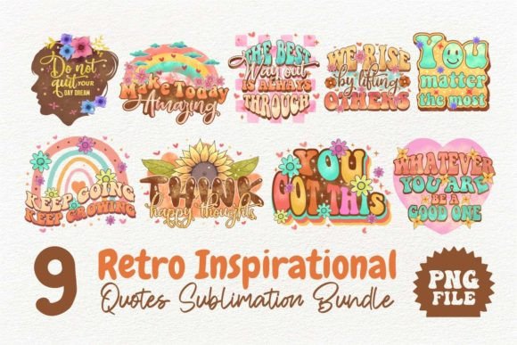 Download Retro Inspirational Quotes PNG Bundle - Quotes Collection