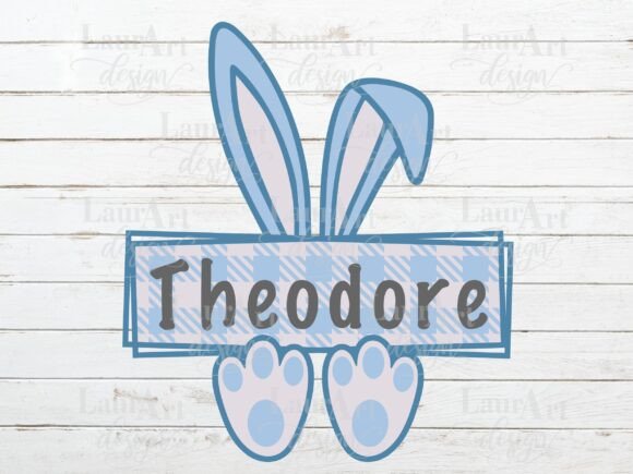 Download Blue Easter Bunny Monogram Ears Bow Paws - Easter bunny Collection
