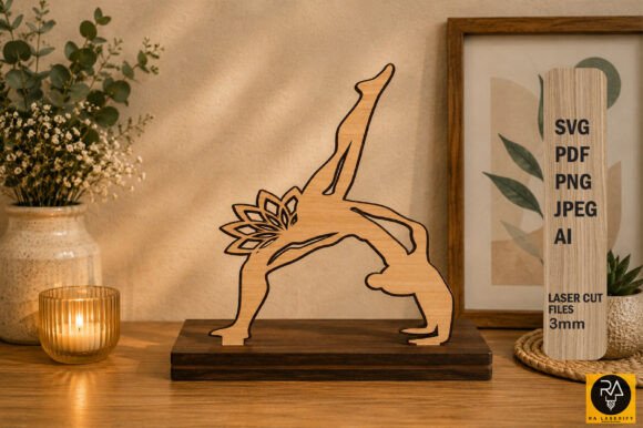 Download 3D Yoga Stand Décor Laser Cut SVG Design - Premium Resources
