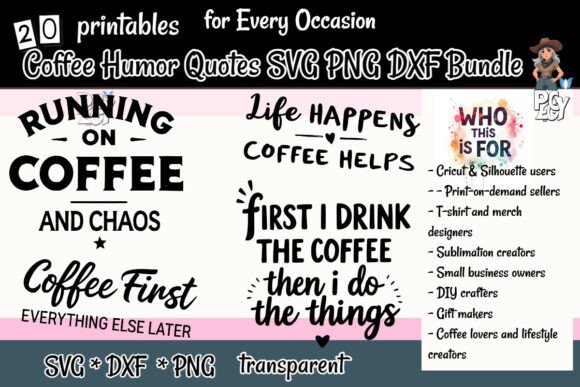Download Coffee Humor Quotes SVG PNG DXF Bundle - Quotes Collection