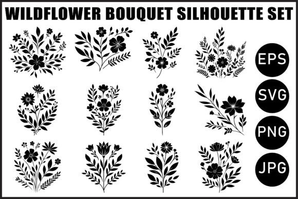 Download Black Wildflower Bouquet Vector Bundle - Wildflower Collection