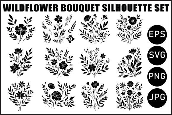 Download Black Wildflower Bouquet Vector Bundle - Wildflower Collection